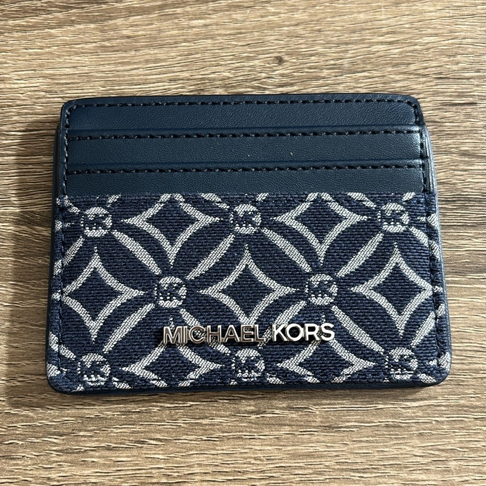 MK Slim ID Card Case In Denim NWT